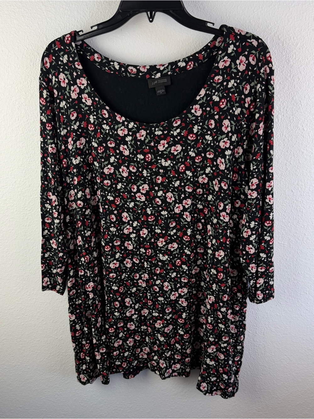 J Jill Wearever Dark Floral Tunic Top Size XL
